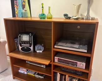  Entertainment Center, Records, Glass Bottles, Vases