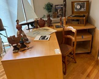 Vintage Jesper Modular Maple Desk Set, Vintage Danish Bird Candelabra, Vintage Swedish 
