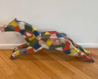 Colorful Wood Horse Sculpture