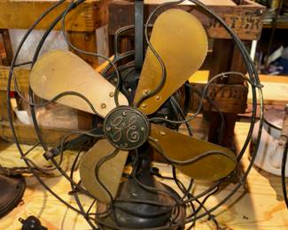 two GE 4 Brass Blade Oscillating Fan
