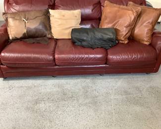 NIAB808 Collection Of Leather Pillows Assortment of leather pillows, sofa not included. Three square pillows have zippers and stuffing can be replaced.
