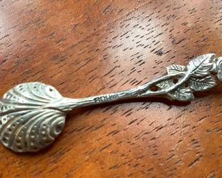 Antique 800 silver tiny salt spoon