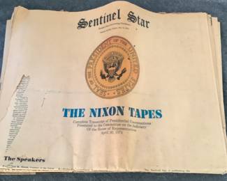 Newspaper from Sentinel Star in Orlando of The Nixon Tapes, complete transcript 1974