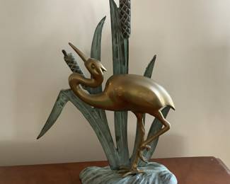 Brass Egret Statue