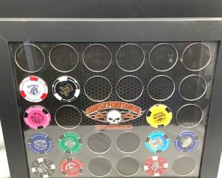 Harley Davidson Framed Poker Chip Display