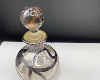Perfume Bottle with Sterling Silver Overlay