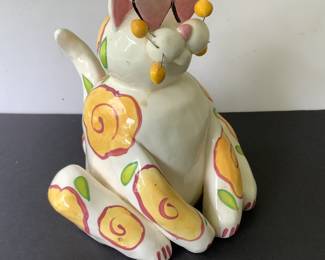 Lacombe signed whimsical ceramic cat