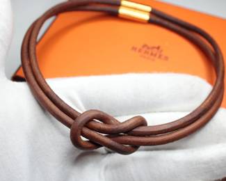 HERMES CHOKER LEATHER NECKLACE COMES WITH BOX