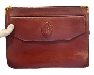 cartier clutch red leather authentic