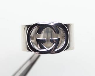 GUCCI RING AUTHENTIC 925 STERLING SILVER LOGO 