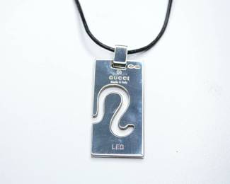 LEO GUCCI STERLING SILVER PENDANT NECKLACE GOD TAG 925