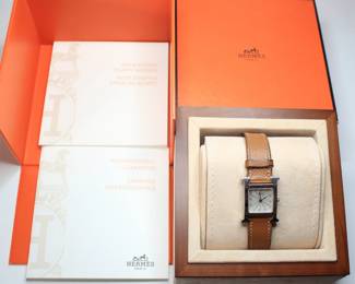 HERMES WATCH WITH BOX AND PAPERS