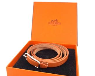 HERMES LEATHER BRACELET WITH BOX