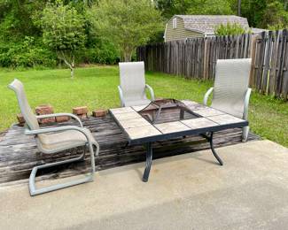 Patio Furniture with Fireplace Table