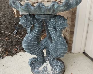 seahorse bird bath