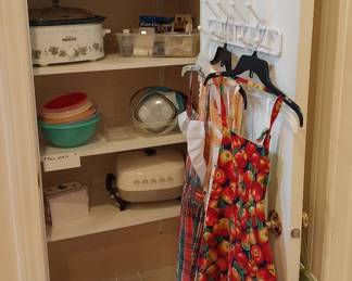 electric skillet, crockpot, aprons