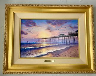 27” x 21”, Footprints in the sand by Thomas Kinkade. 