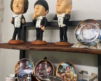 Hand painted Clay 3 Stooges statues.  
