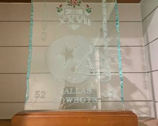 1993 super bowl xxvii champs dallas cowboys glass display plaque Trophy