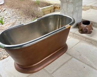 Free standing copper bathtub, 61” long x 31” wide x 26” high 