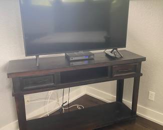 *Samsung 50” smart tv 
model: UN50RU7100FXZA
*TV console stand  56” long, 35” tall, 16” deep. 