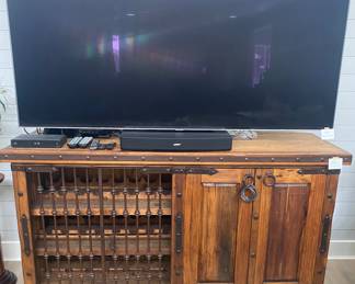 Wine cabinet bar storage credenza, 6 ft 4” length, 3 ft 4” height, 24” depth. 
Top section in guest house garage. 