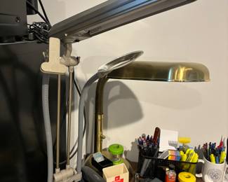 Desk lamp with magnifier, brass desk lamp, office supplies