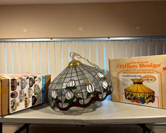 Tiffany still stained glass hanging light, stained glass lamp kits