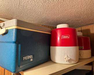 Vintage Coleman and Thermos coolers