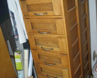Antique oak library file cabinet