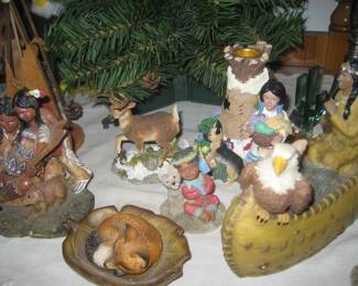 Indigenous, deer, and fox figures