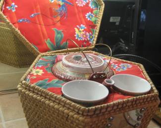 Tea set with basket