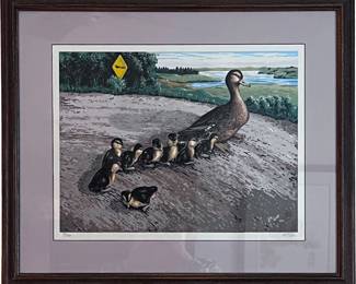 Framed print of duck and ducklings