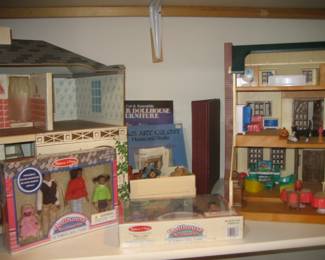 Doll houses, doll house furniture, figures and accessories