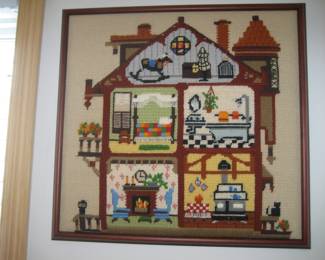 Framed house needlepoint