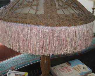 Fringed Victorian wicker lamp