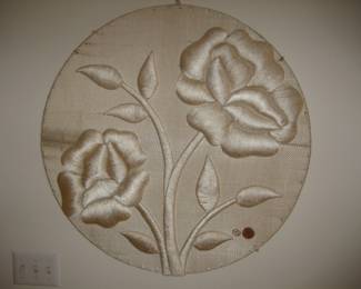 Embroidered silk floral art