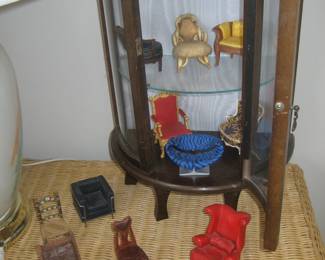 Take a Seat by Raine collectible chairs and miniature curio display cabinet