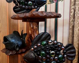 Glass breads metal fish decor