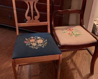 antique chairs with needlepoint seats