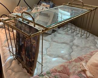 bed serving tray, with removable top tray