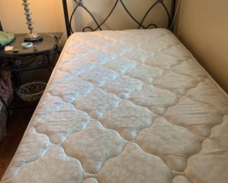 wrought iron twin beds and mattresses, 2 matching