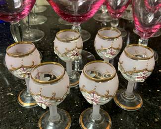 delicate and lovely set of Bohemian cordials