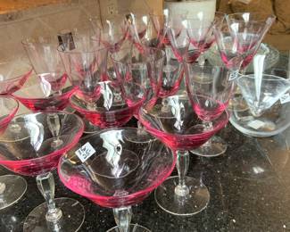 pink stemware