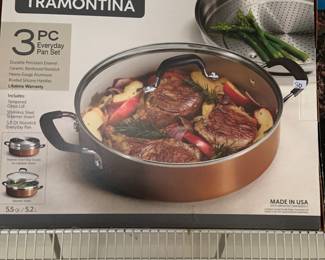 new in box: Tramontina 3 piece pan set