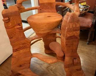 one of a kind, Artisan carved, wood chair
