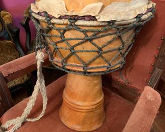 African Djembe bongo drum, drumskin needs repair