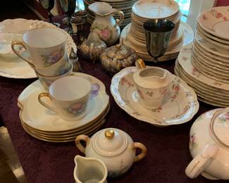 lots of china and hand painted dishes