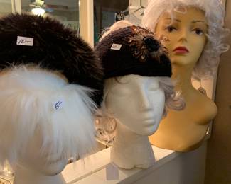 wigs, hats, fuzzy sleep mask