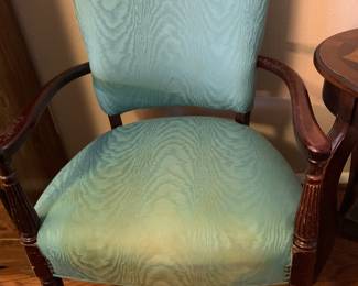 antique turquoise upholstered chair
